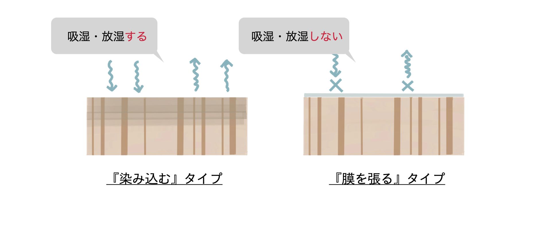 吸放湿の断面イメージ